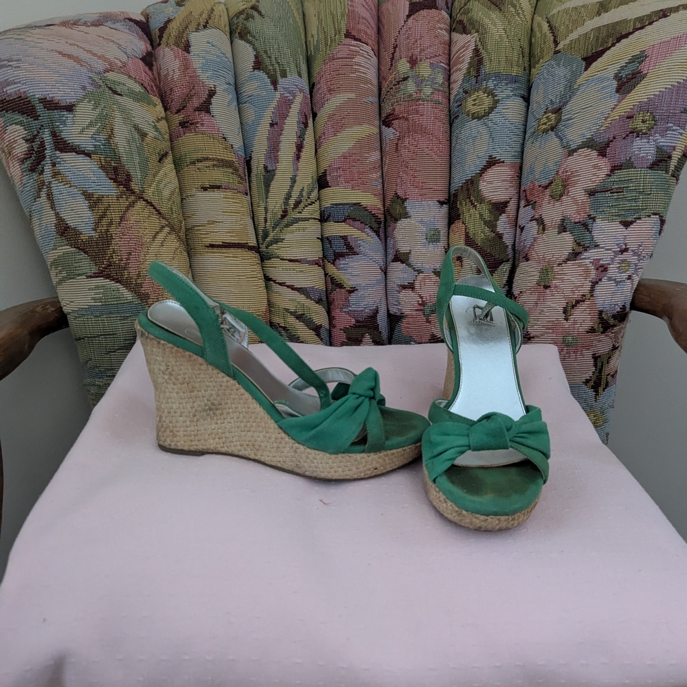 Green Wedge Sandals